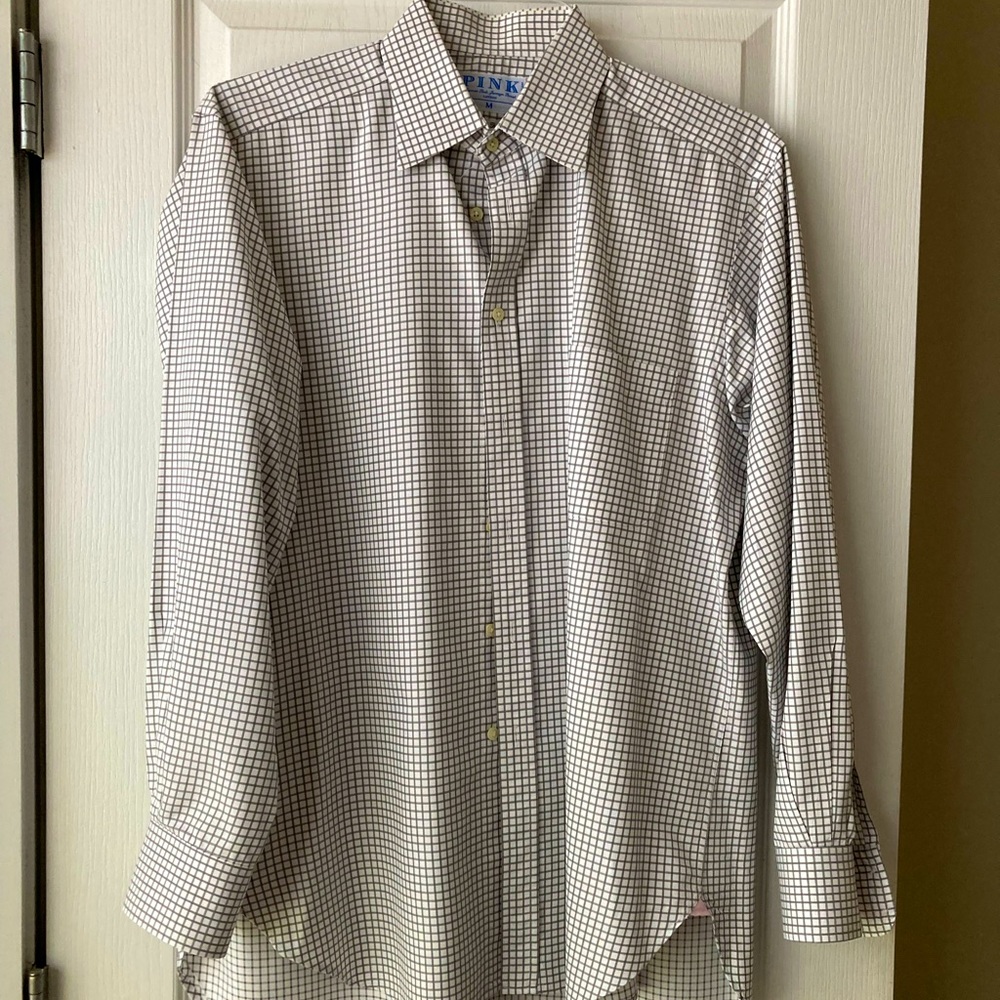 Mens gray check dress shirt by Thomas Pink. Size M